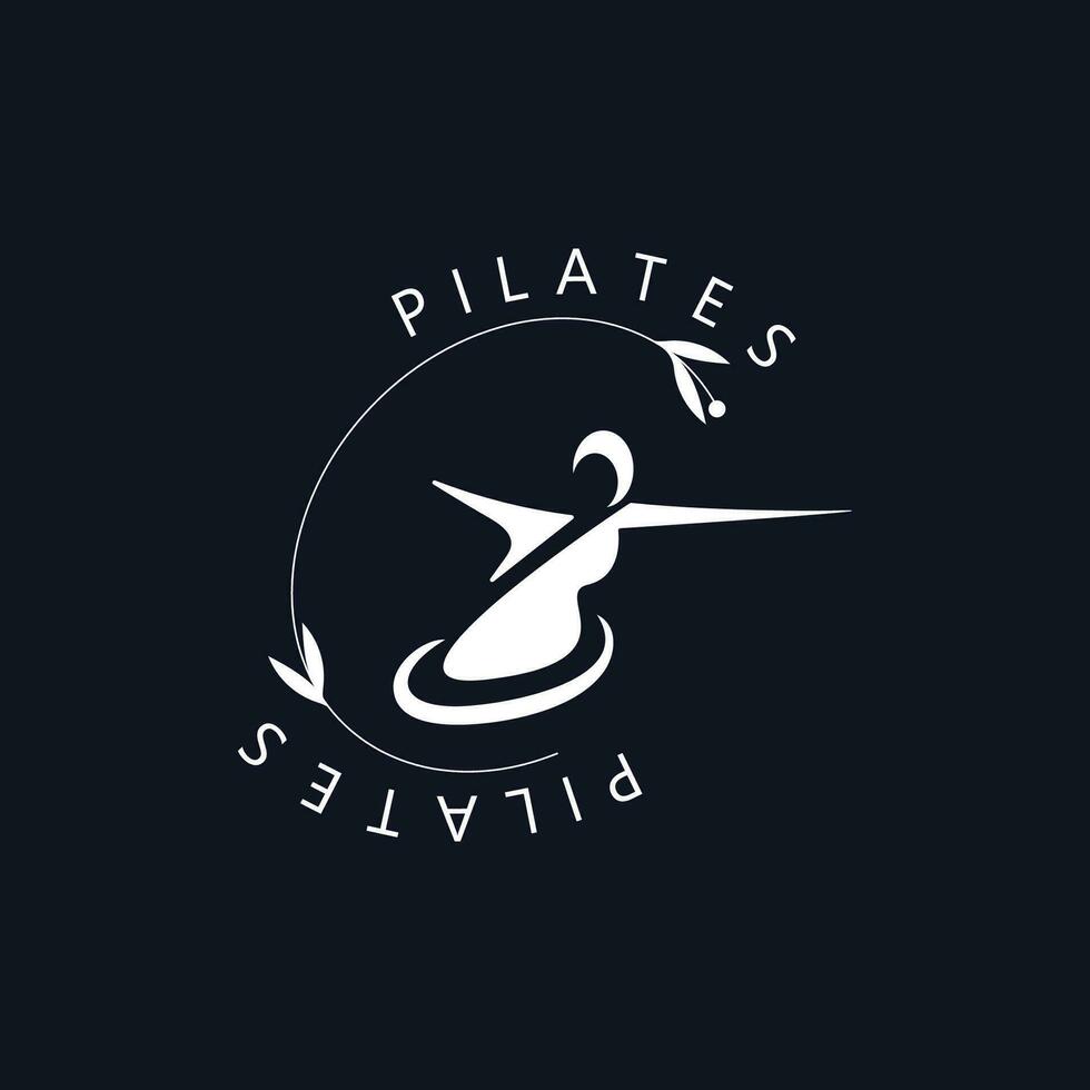 abstrakt pilates logotyp, yoga identitet kropp balans vektor monoline design mall. wellness livsstil