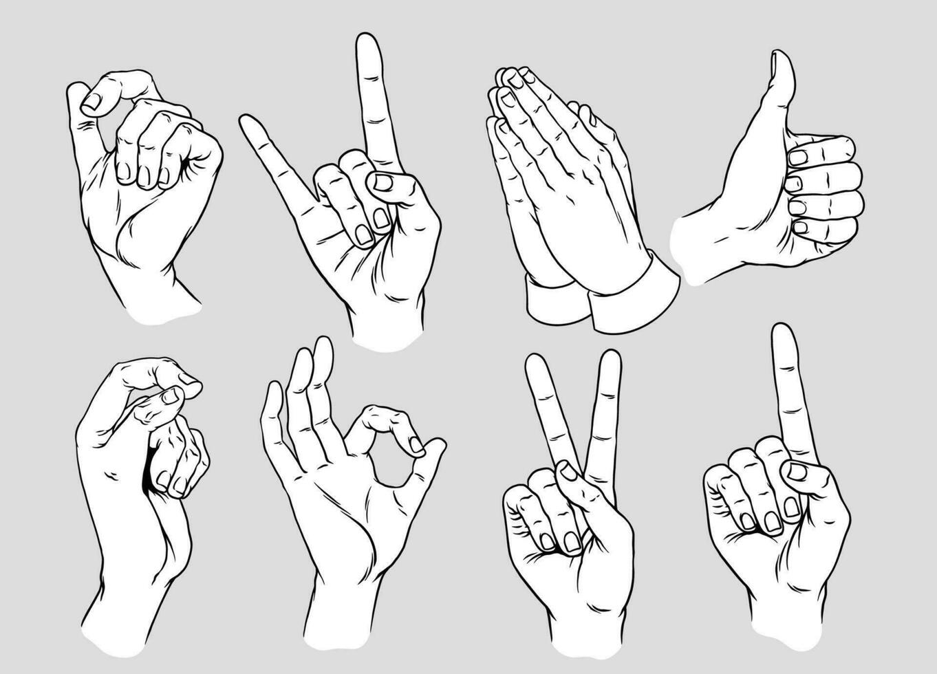 uppsättning av olika manlig hand gest vektor