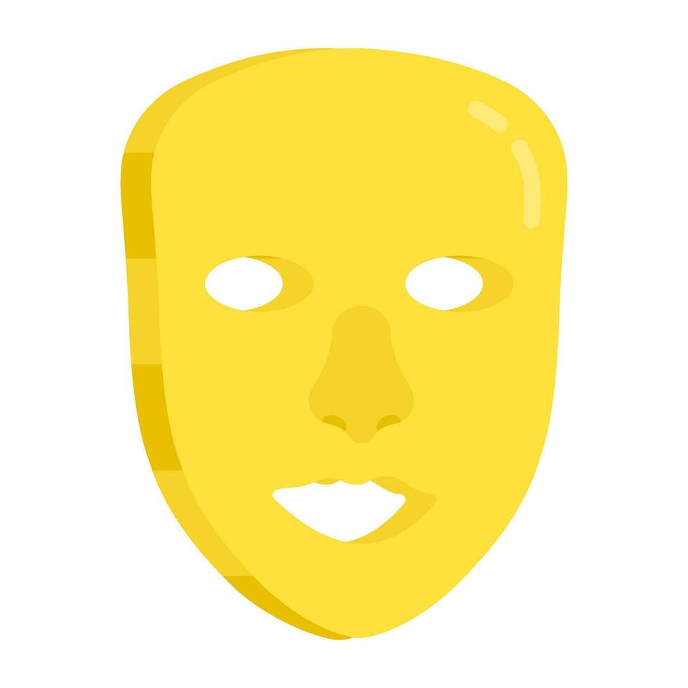 Gesicht Maske im eben Stil. Theater Maske Symbol vektor