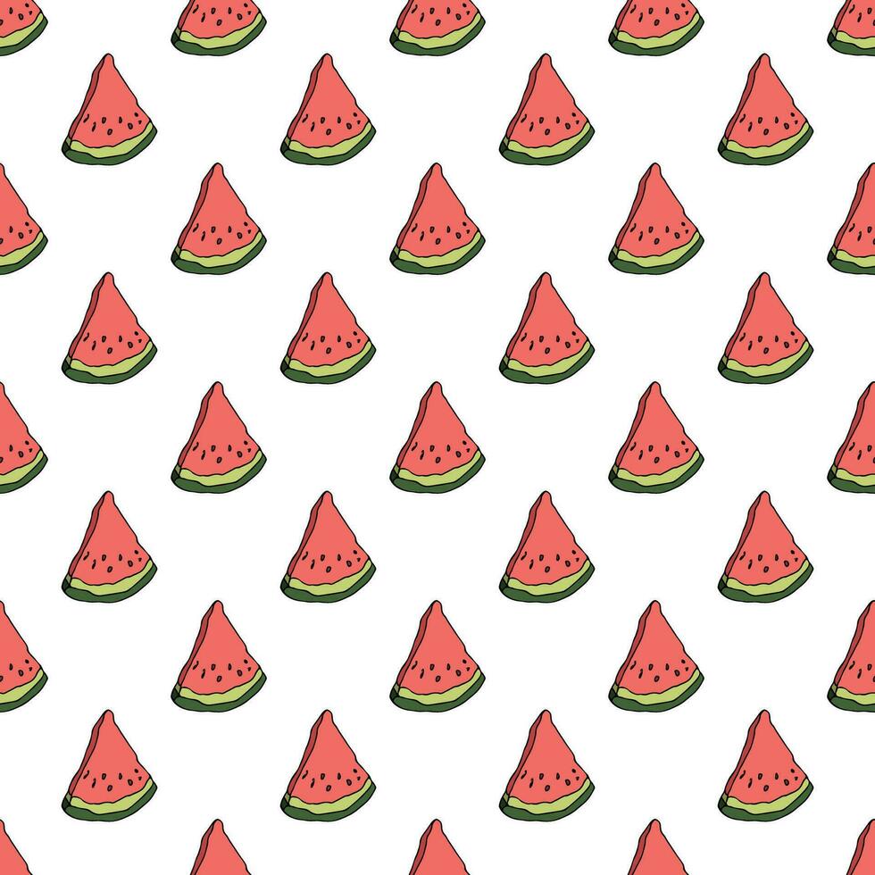sömlös mönster med vattenmelon klotter för dekorativ skriva ut, omslag papper, hälsning kort, tapet och tyg vektor