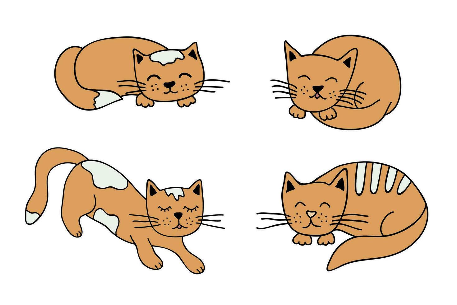 hand dragen katt ClipArt. söt sällskapsdjur klotter uppsättning vektor