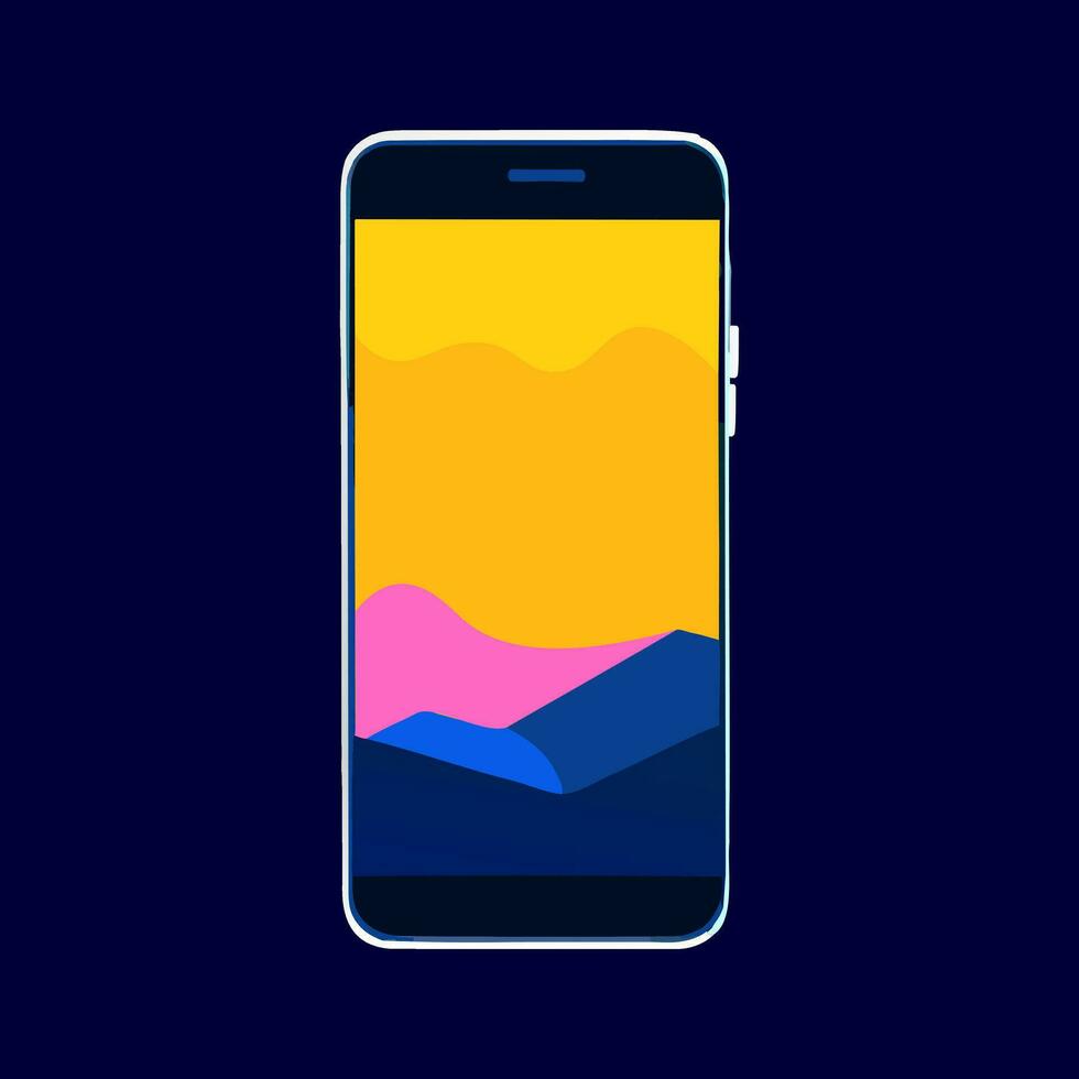 smartphone med landskap och berg. vektor illustration i platt stil.