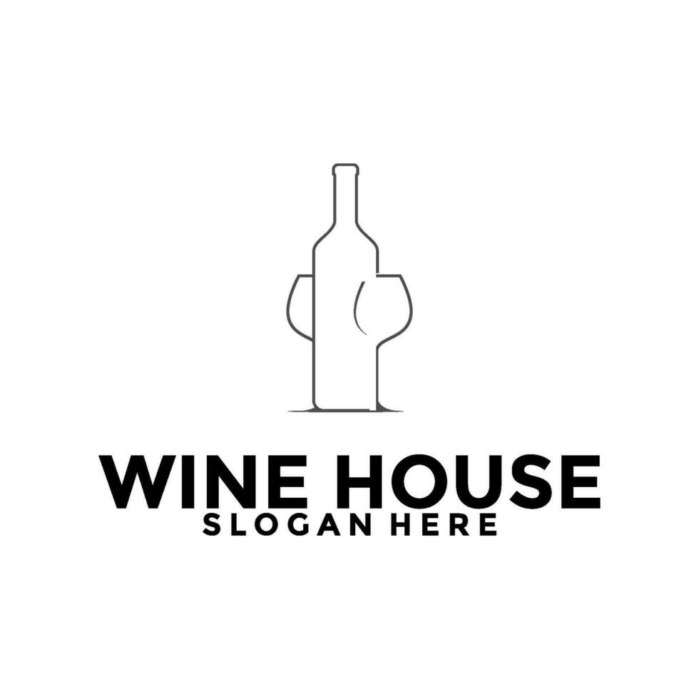 Wein Haus Logo, Bar und Restaurant Logo Design Vorlage vektor