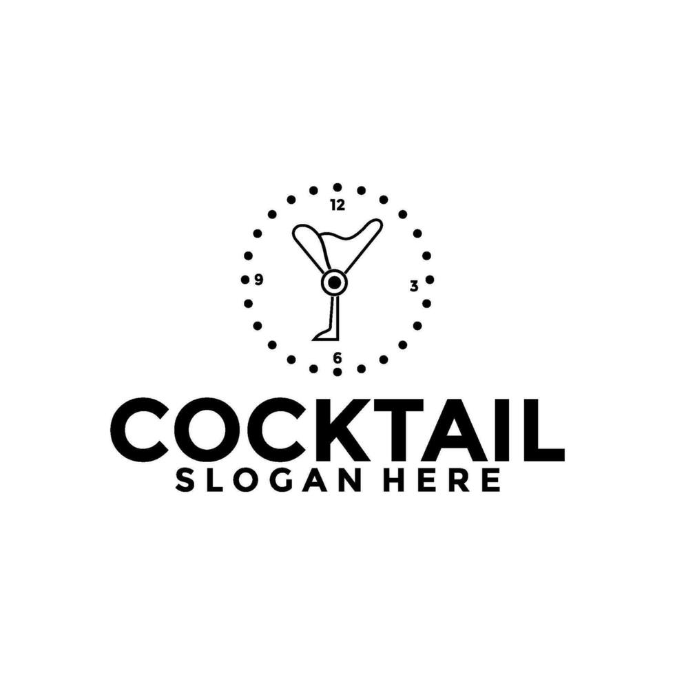 cocktail tid logotyp design vektor årgång. alkohol dryck ikon. cocktail glas vektor retro design mall
