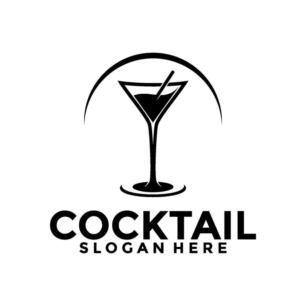 Cocktail-Logo-Design-Vektor-Vintage. Symbol für Alkoholgetränke. Cocktailglas-Vektor-Retro-Design-Vorlage vektor