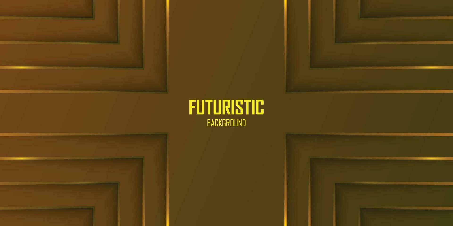 futuristisch dunkel Gelb abstrakt Hintergrund mit Gold Linien und Schatten, geometrisch gestalten Überlappung Lagen, Grafik Muster Banner Vorlage Design vektor