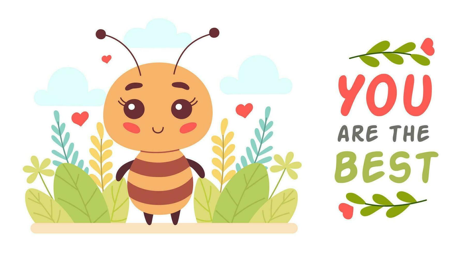 süß Karikatur Insekt Ameise, Vektor Illustration zum Kinder Buch, Inschrift Sie sind das Beste