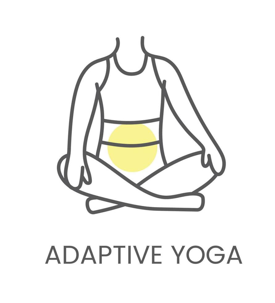 vektor ikon adaptiv yoga, för fysioterapi och rehabilitering. linjär illustration