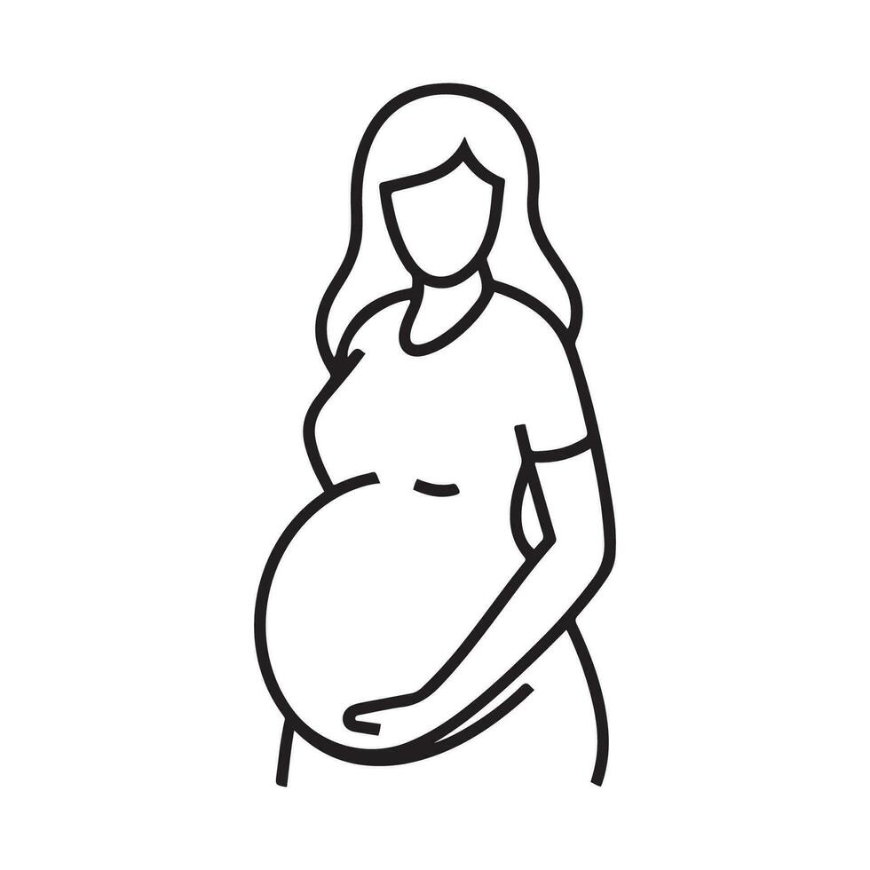 ai genererad gravid kvinna logotyp svart översikt vektor, moderskap logotyp ikon vektor