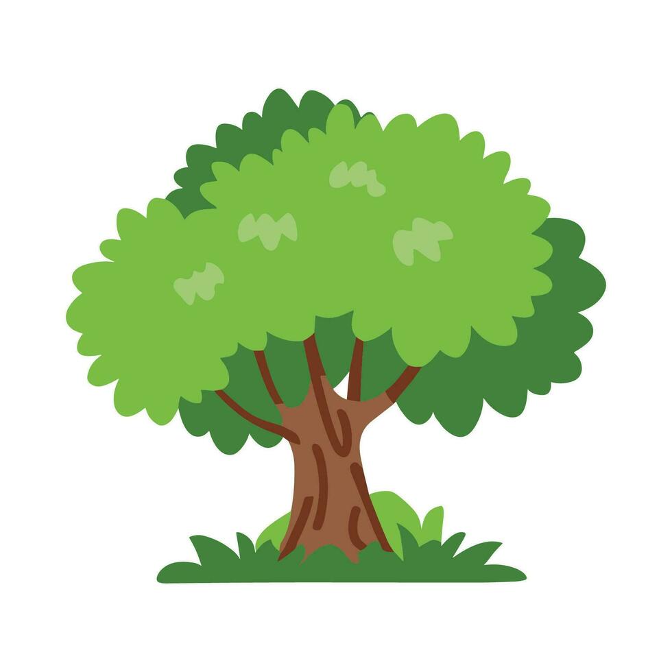 ai generiert klein Baum mit Grün Blätter eben Vektor Illustration, Baum Vektor