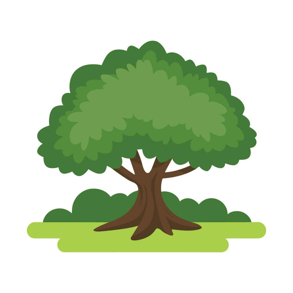 ai generiert klein Baum mit Grün Blätter eben Vektor Illustration, Baum Vektor