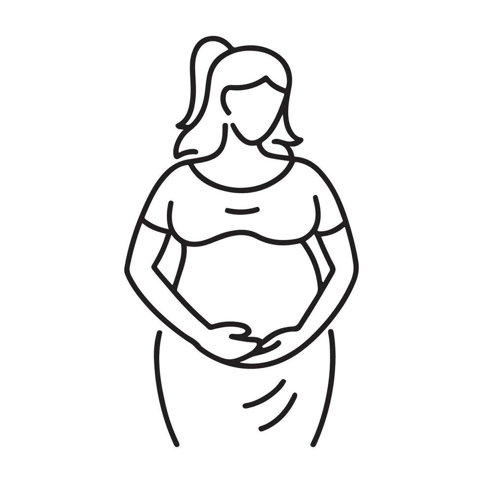 ai generiert schwanger Frau Logo schwarz Gliederung Vektor, Mutterschaft Logo Symbol vektor