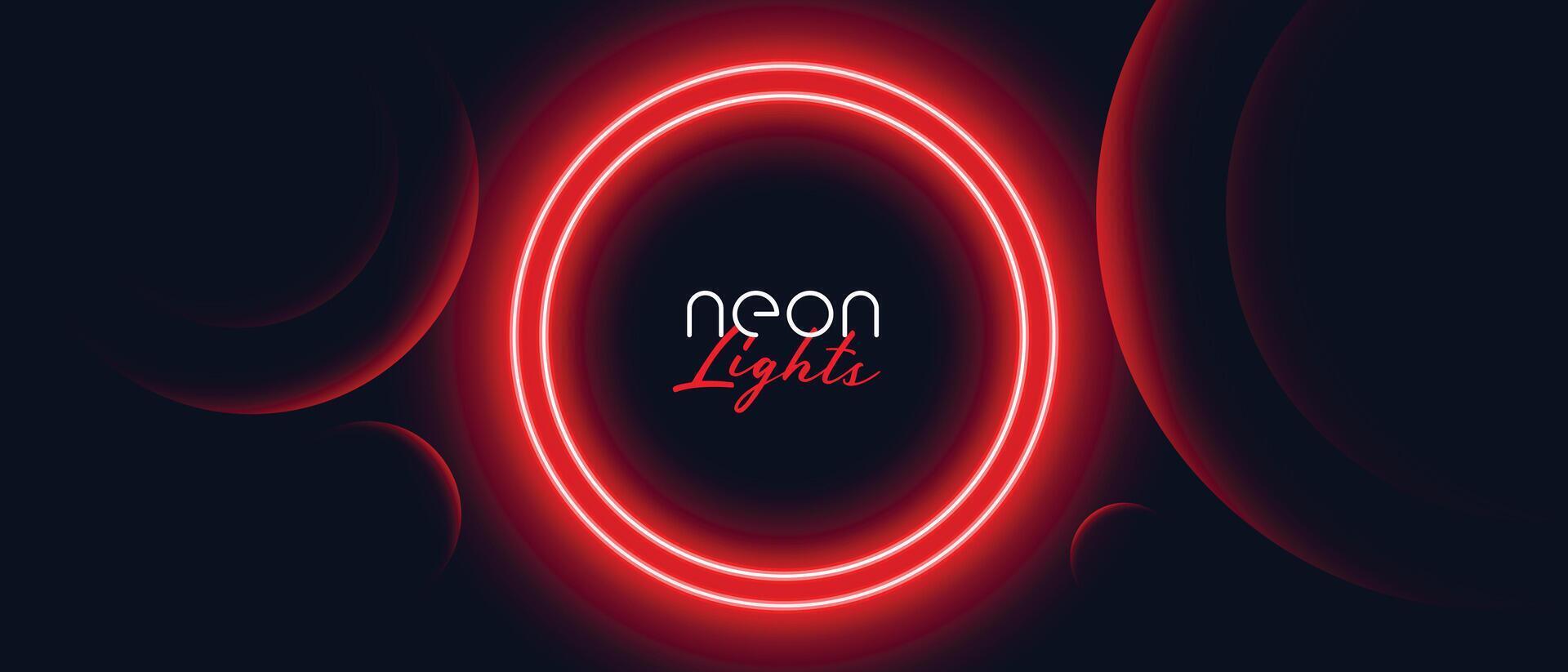 rot Neon- Kreis Licht Rahmen Banner Design vektor