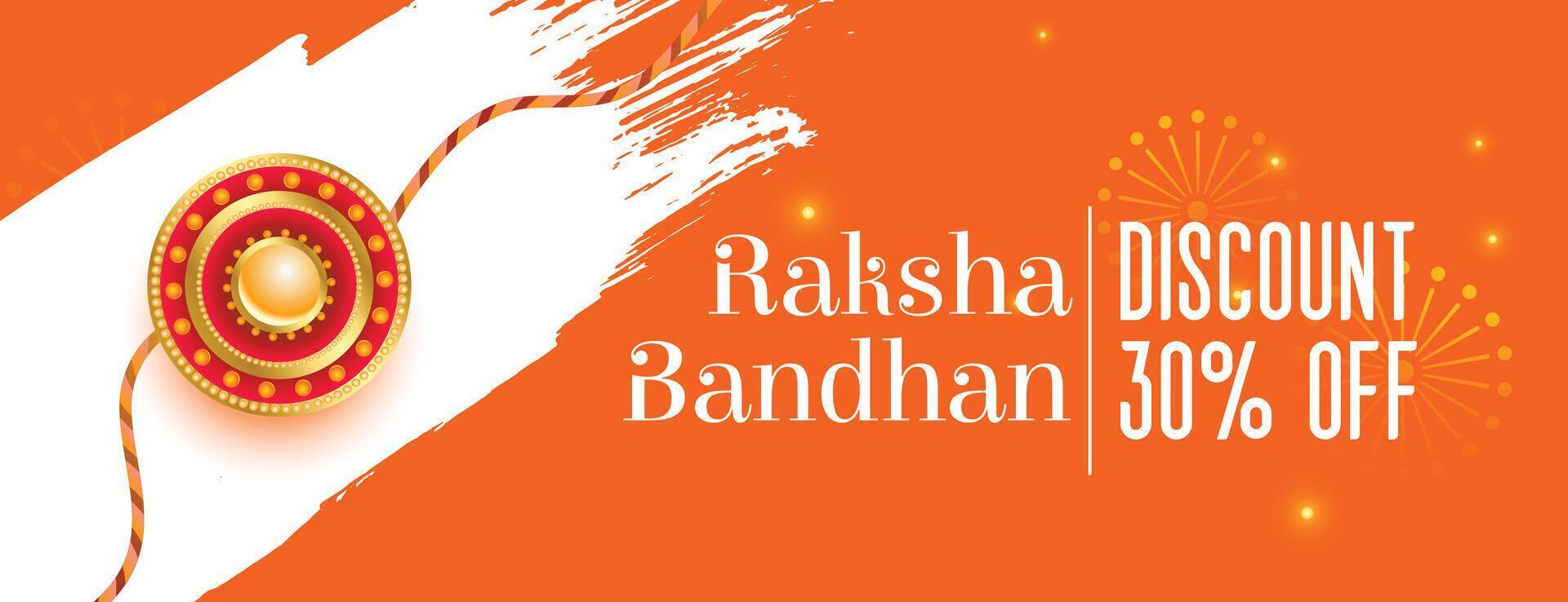 Raksha bandhan orange baner med realistisk rakhi design vektor