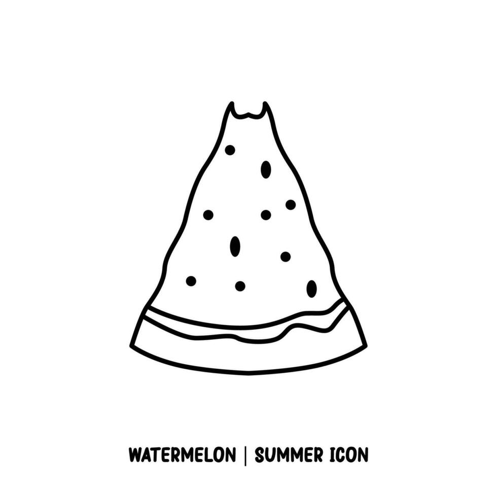 vattenmelon sommar ikoner svart översikt vektor