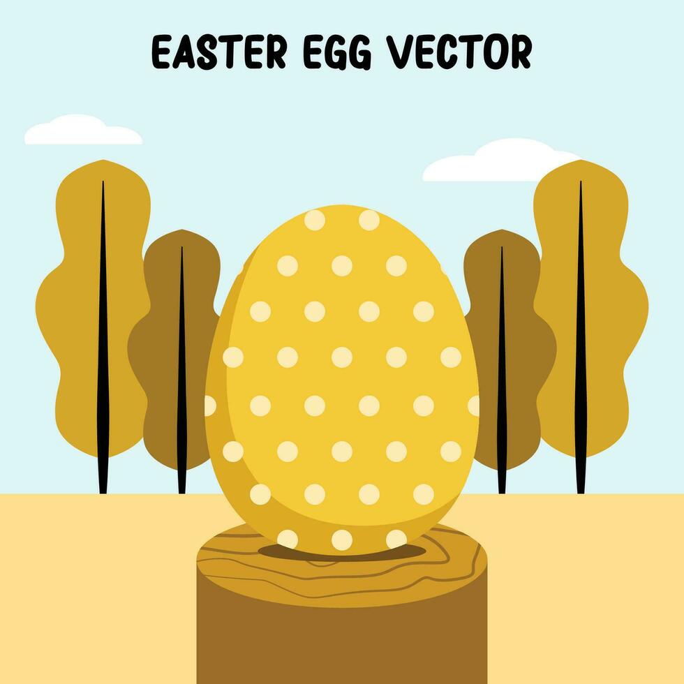 Ostern Eier Illustration eben Vektor im Gelb mit Polka Punkte