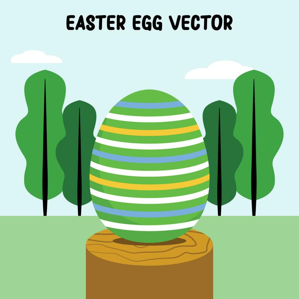 påsk ägg illustration platt vektor i grön med Ränder