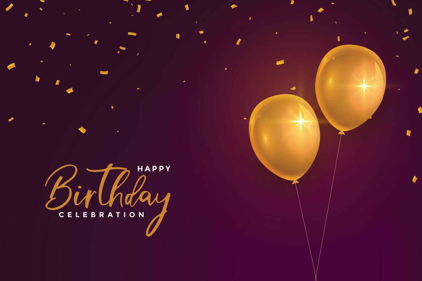 realistisch glücklich Geburtstag golden Luftballons auf kastanienbraun Hintergrund vektor