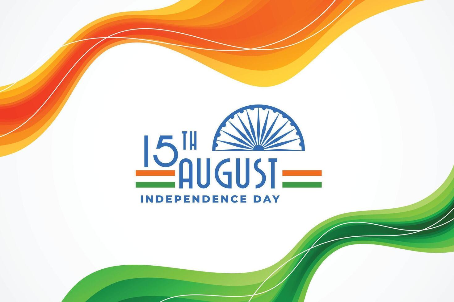 15:e augusti oberoende dag av Indien vågig flagga bakgrund vektor