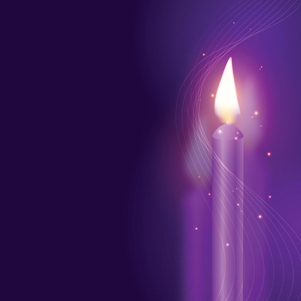 Advent Kerzen auf lila Hintergrund vektor
