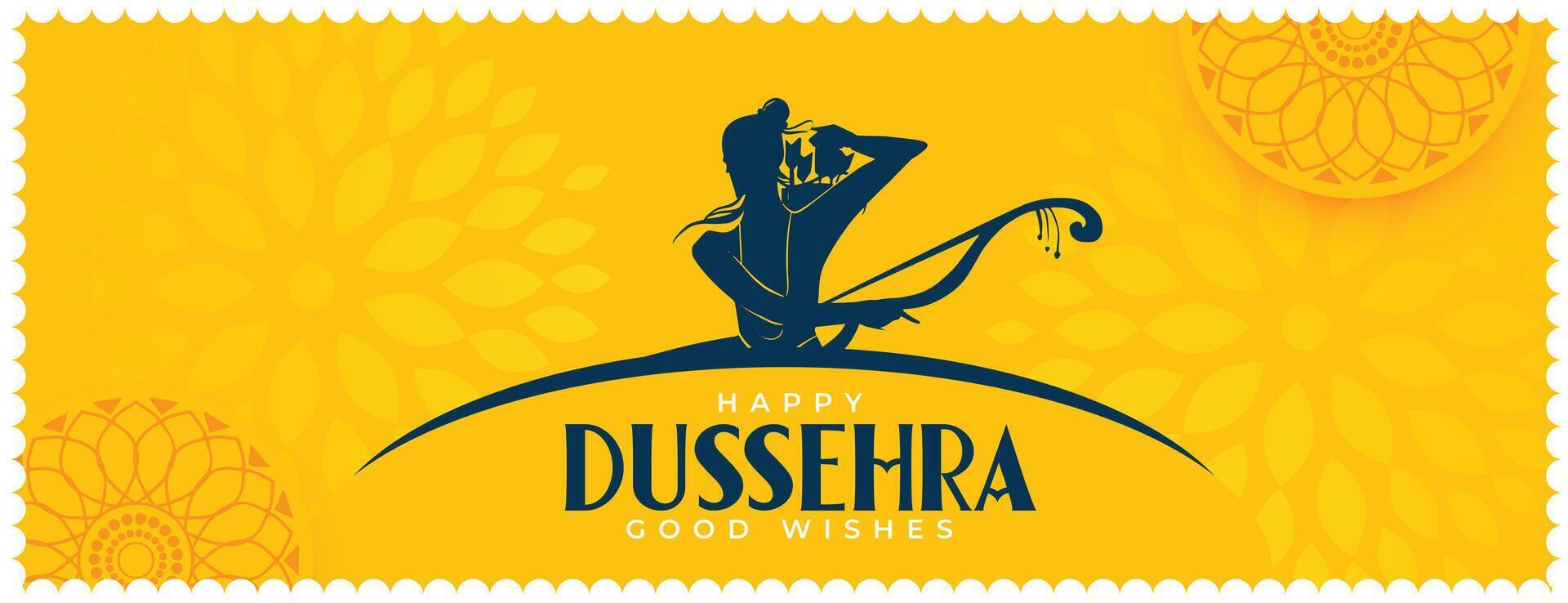 Lycklig Dussehra herre rama gul baner design vektor