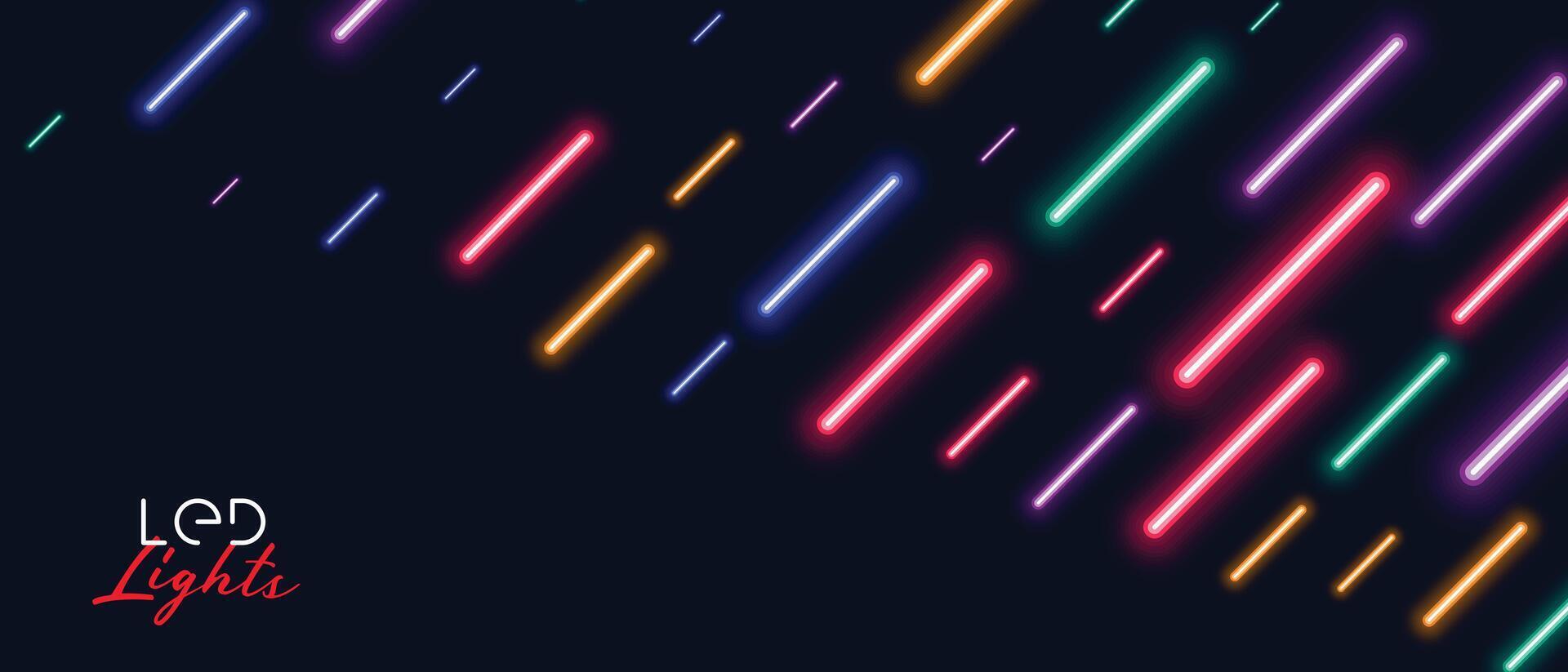 färgrik neon led ljus regn bakgrund design vektor