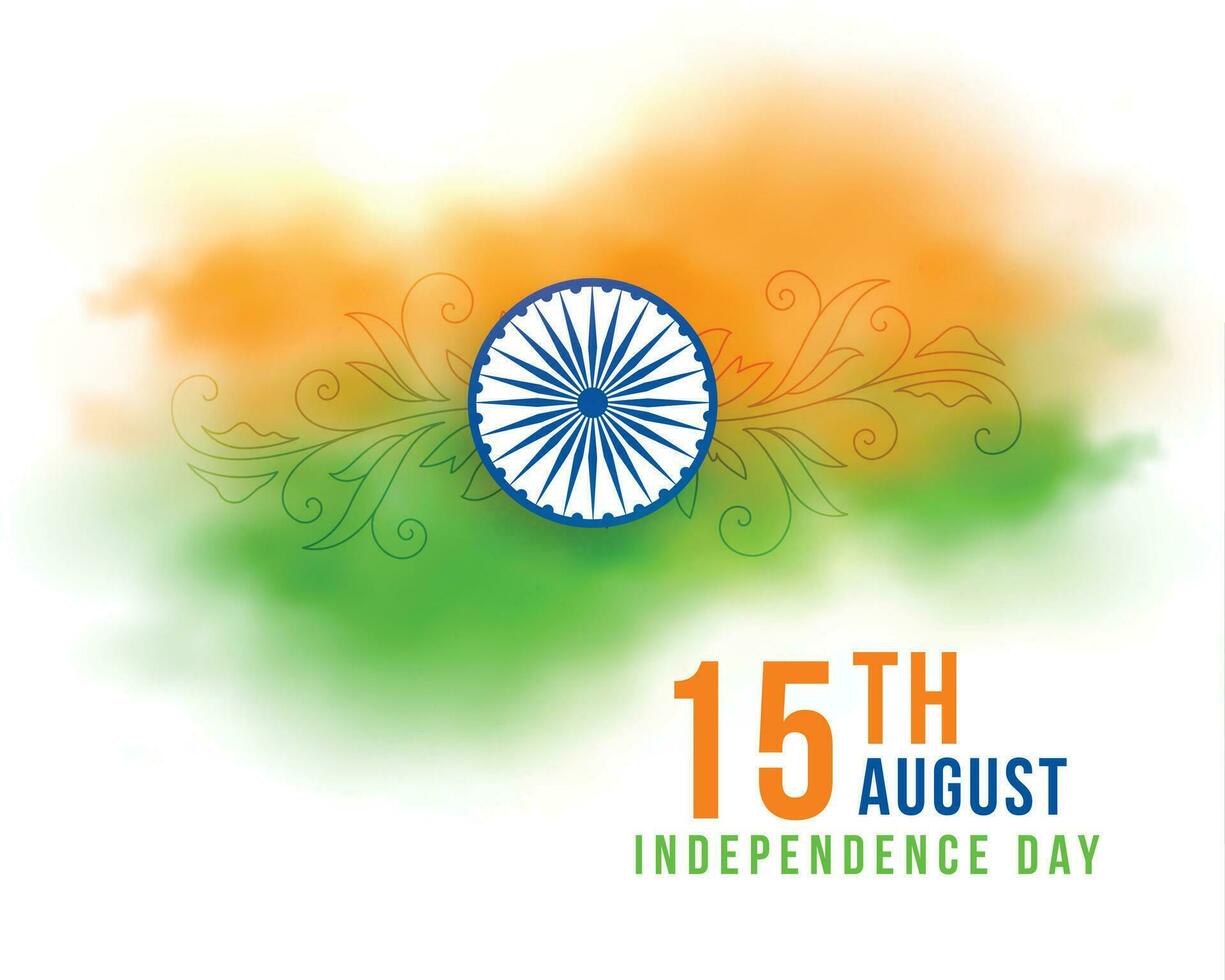 15:e augusti indisk oberoende dag vattenfärg flagga baner vektor
