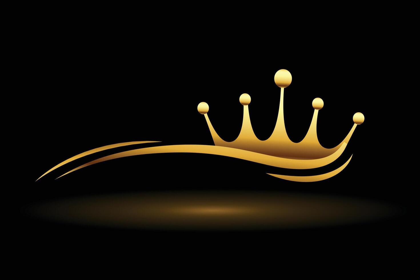 gyllene krona med Vinka linje vektor