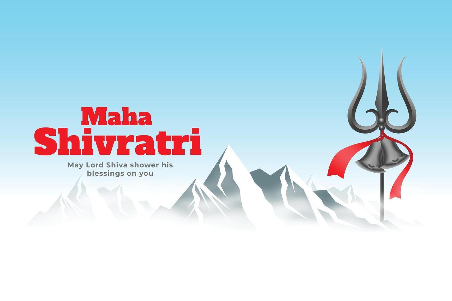 kailash parwat berg med trishul sammansättning för maha shivratri festival vektor