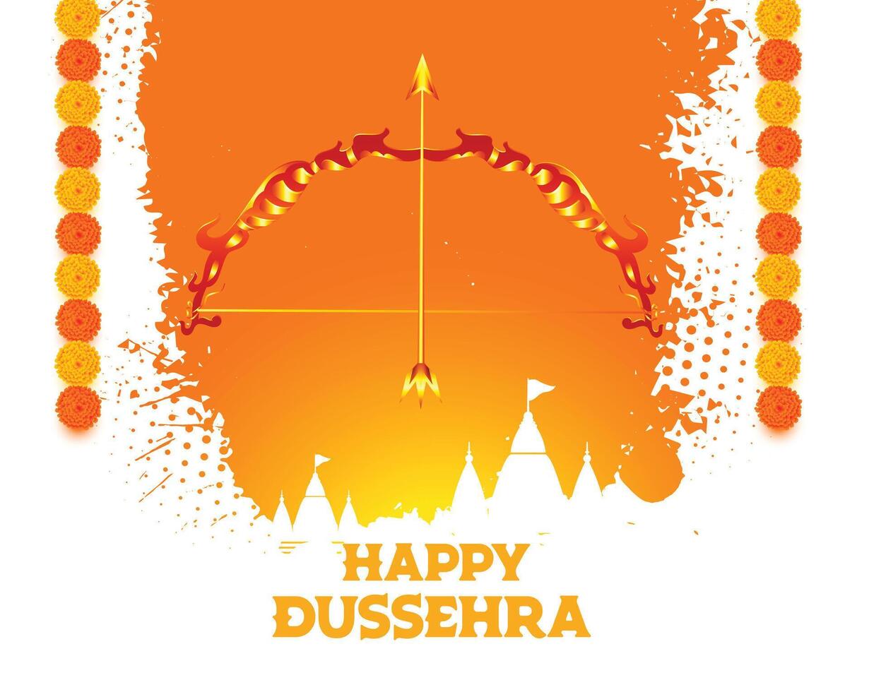 glücklich Dussehra traditionell Orange Aquarell Karte Design vektor