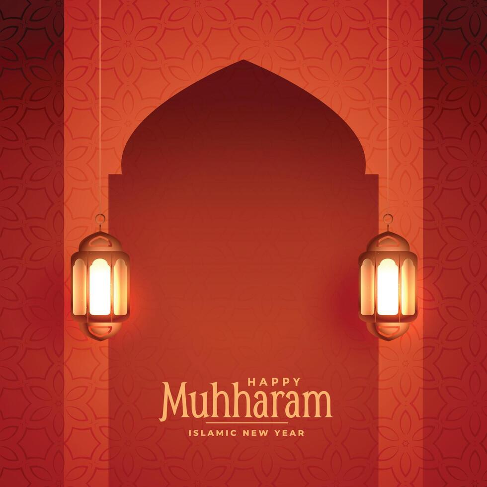glücklich Muharram traditionell rot Karte Design vektor