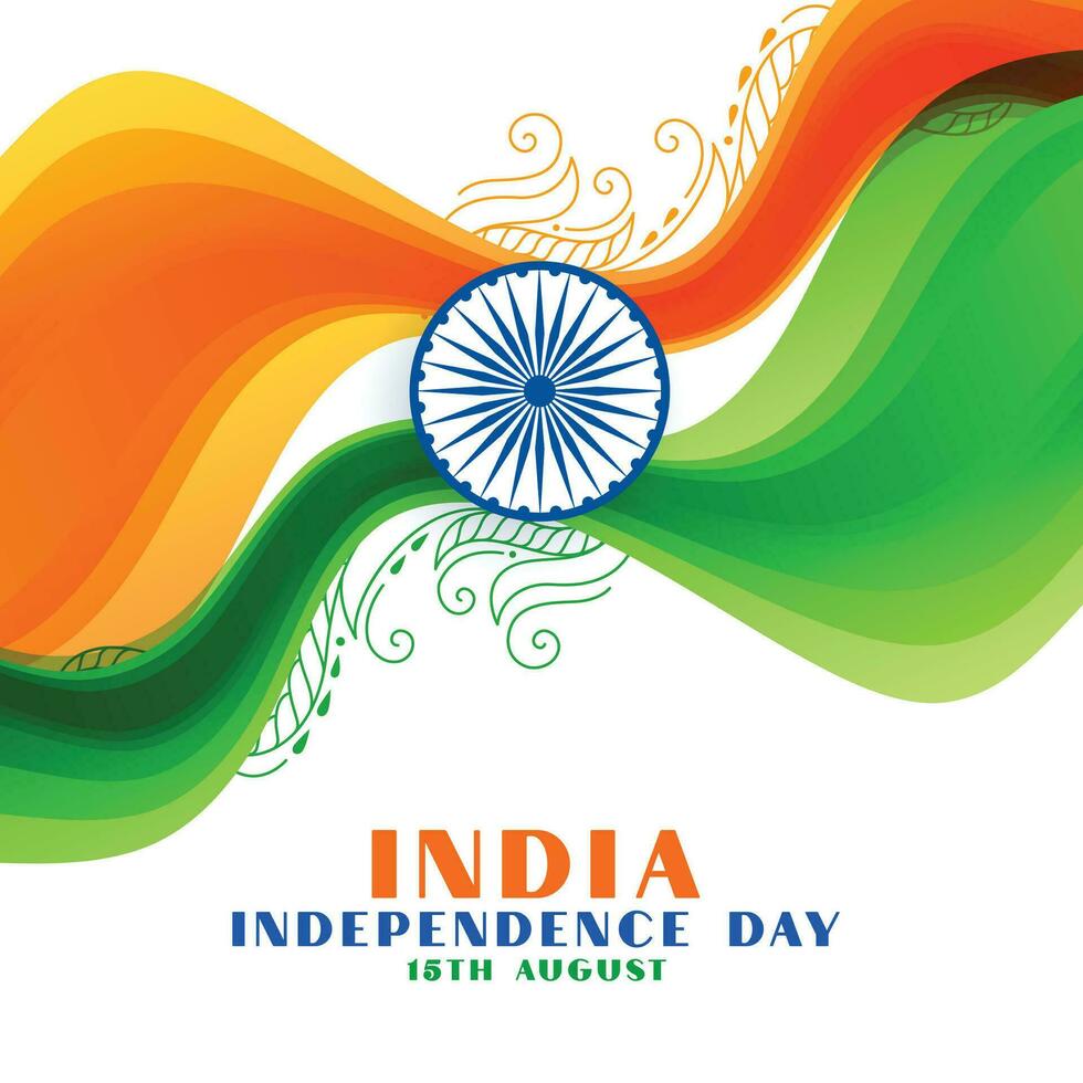 Indien oberoende dag vågig flagga bakgrund vektor