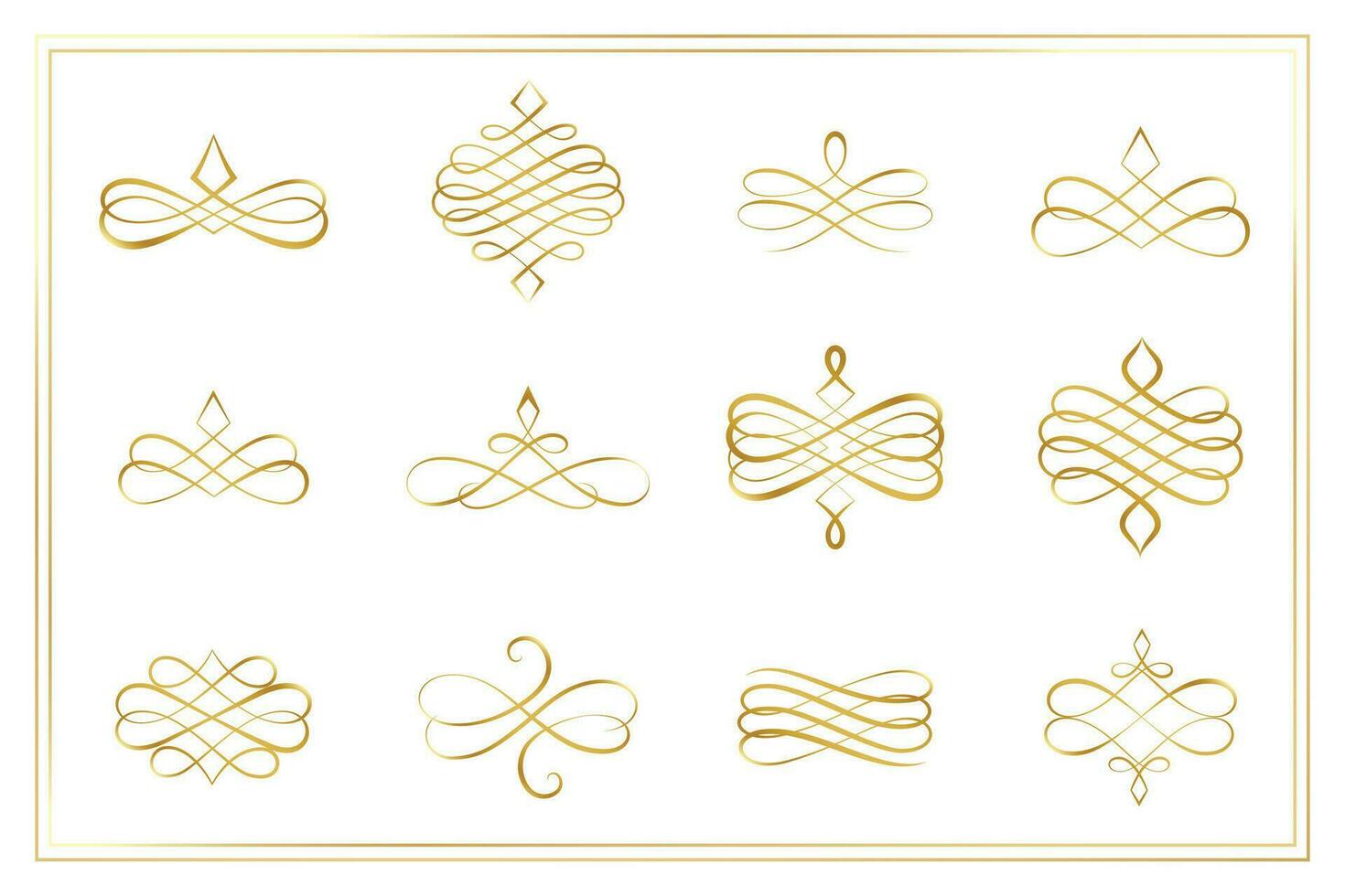 Strudel kalligraphisch Ornament dekorativ Grenzen oder Teiler Sammlung vektor