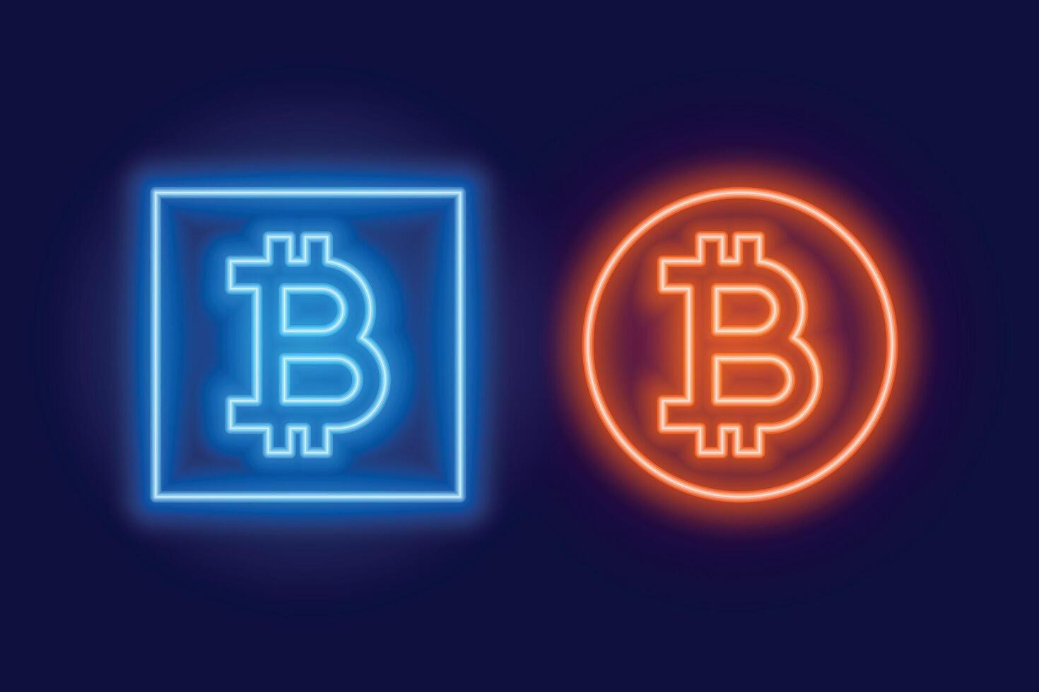 zwei Bitcoin Logo Symbol gemacht im Neon- Stil vektor