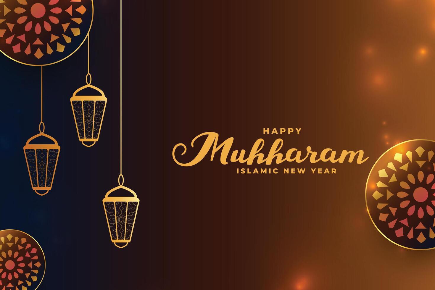realistisch glücklich Muharram dekorativ golden Karte Design vektor