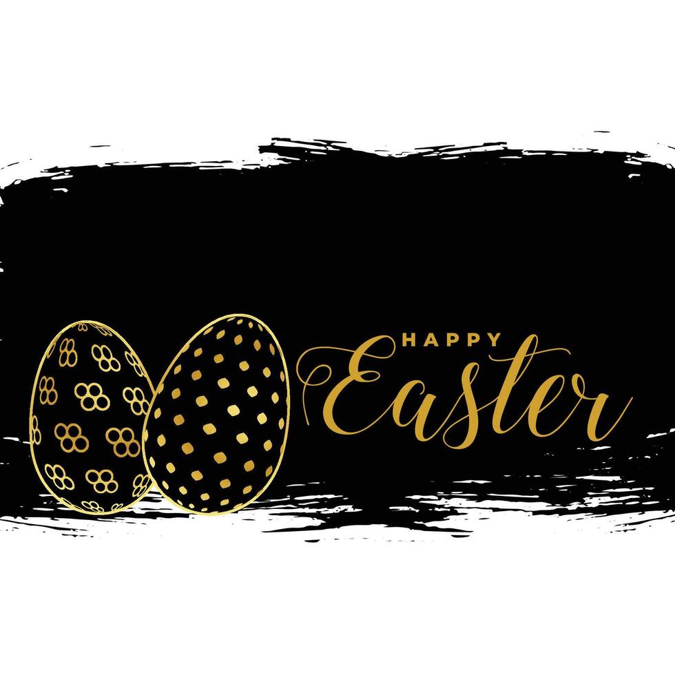 glücklich Ostern Karte mit golden Eier Design vektor