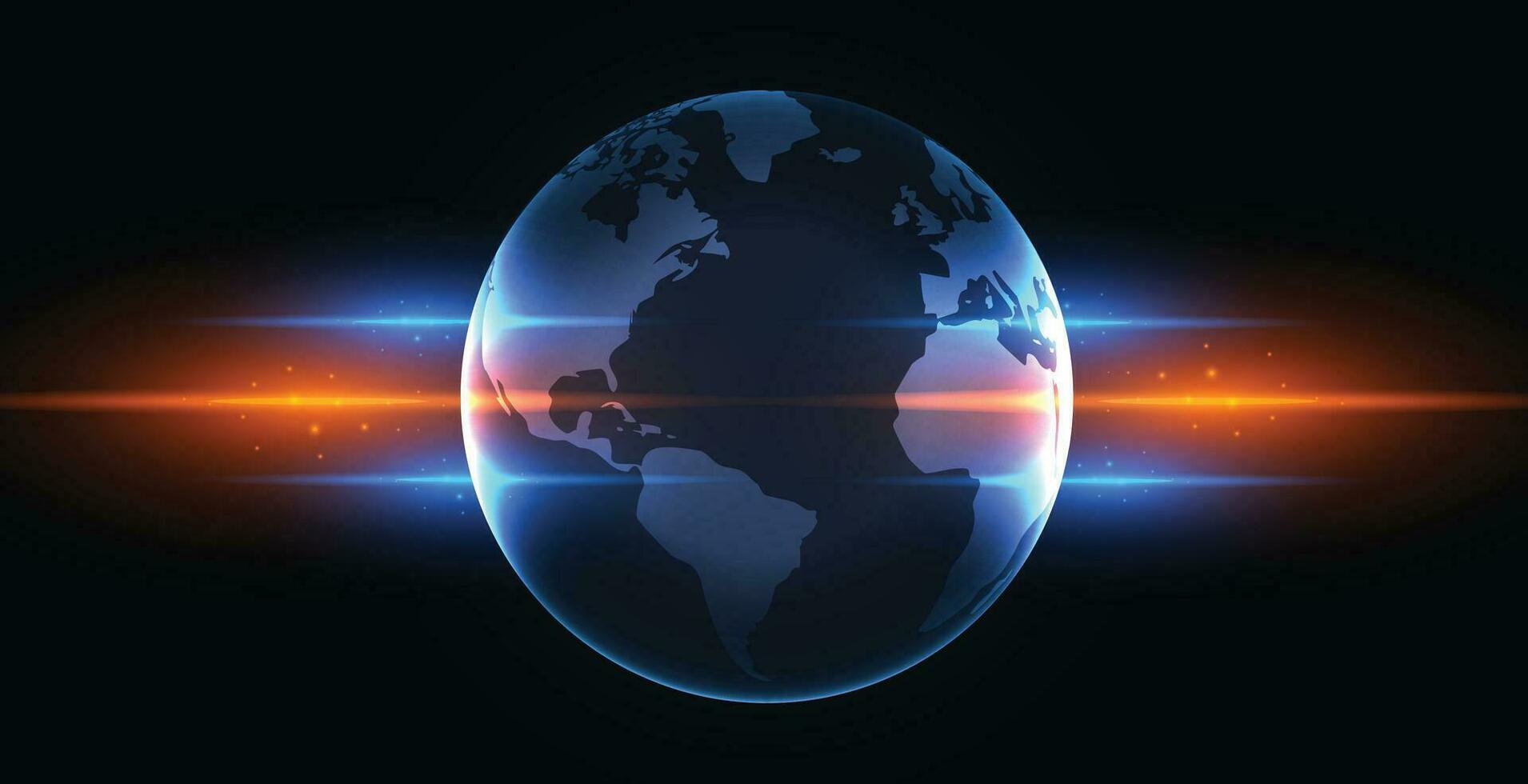 Erde mit Blau und Orange glühend Beleuchtung vektor