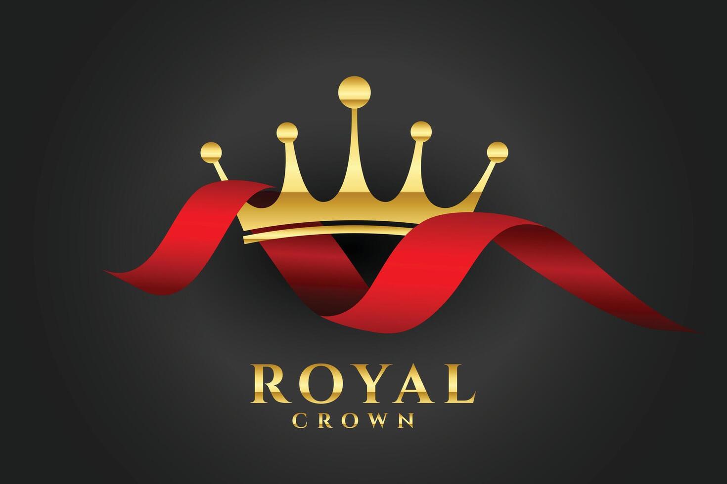 königlich Krone Hintergrund mit rot Band vektor