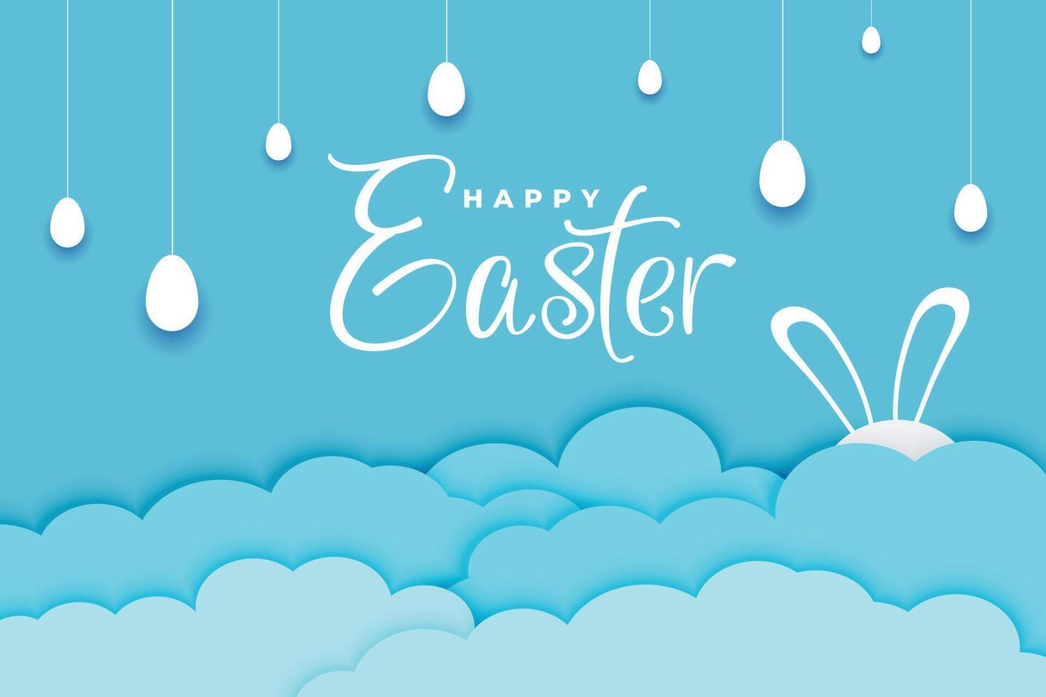 Ostern Tag Banner im Papier Stil und Blau Farbe vektor