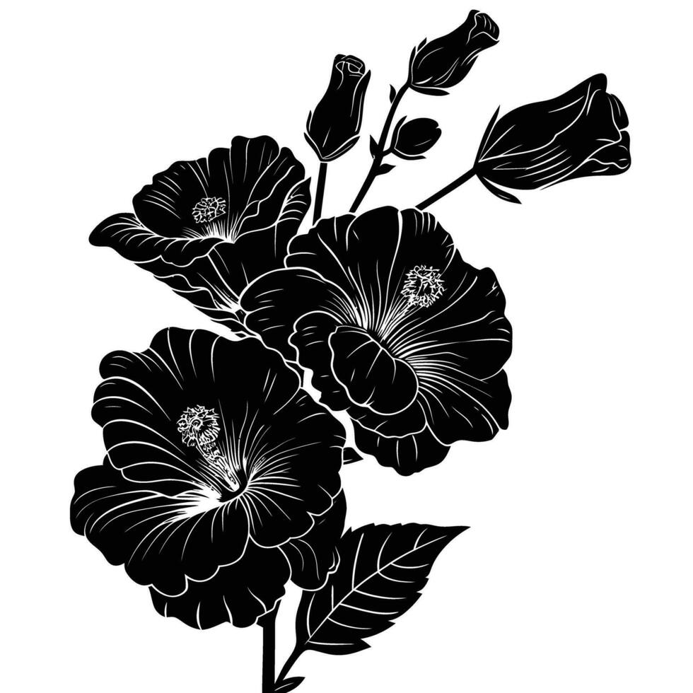 ai generiert Silhouette Blume Strauß schwarz Farbe nur vektor