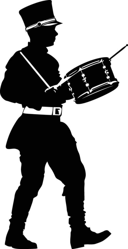 ai genererad silhuett marscherande band percussion instrument spelare full kropp svart Färg endast vektor