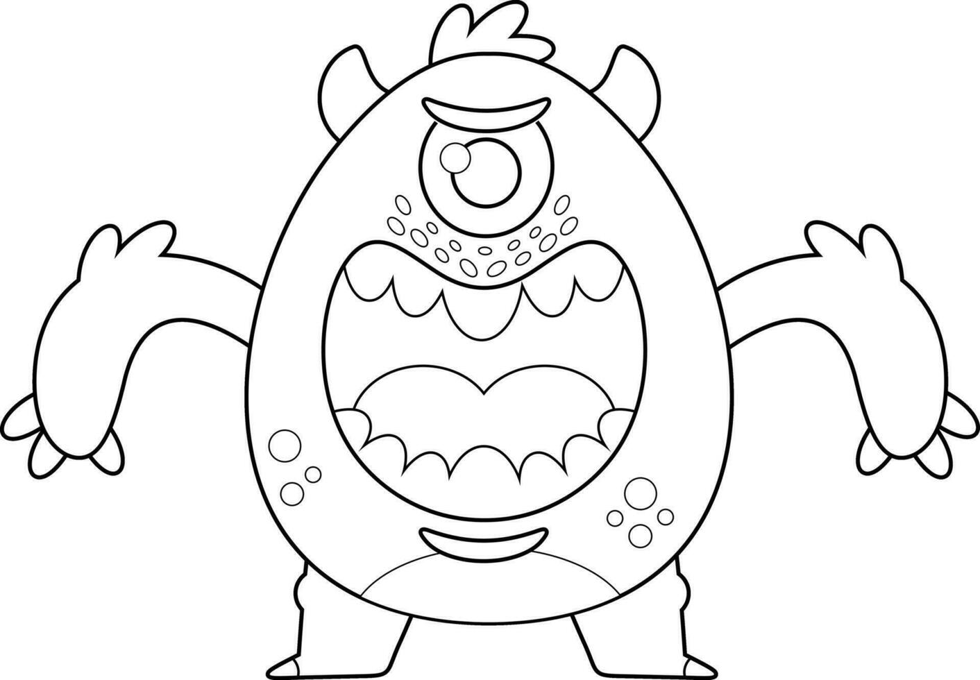 skisse arg monster tecknad serie karaktär. vektor hand dragen illustration