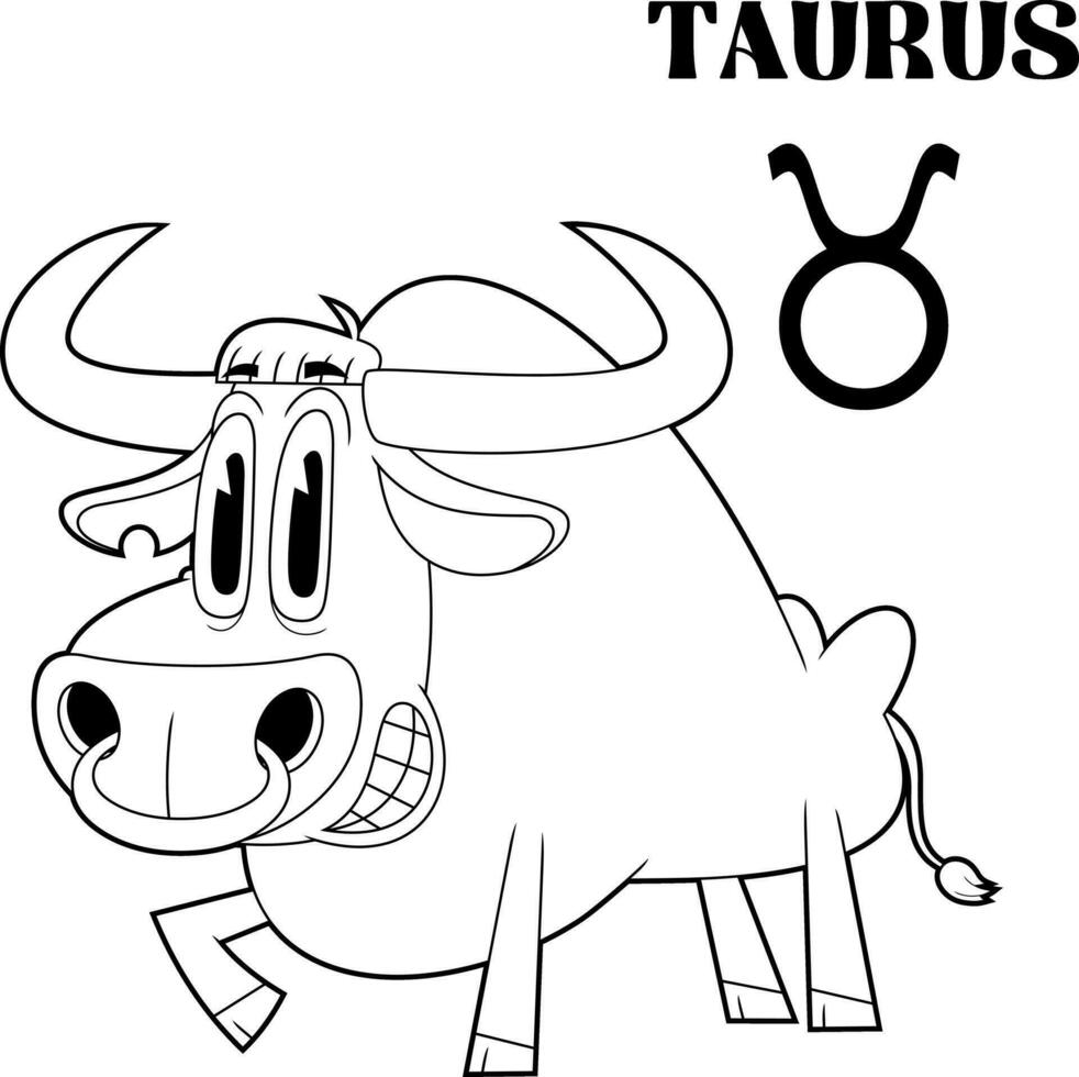 skisse taurus tecknad serie karaktär horoskop zodiaken tecken. vektor hand dragen illustration