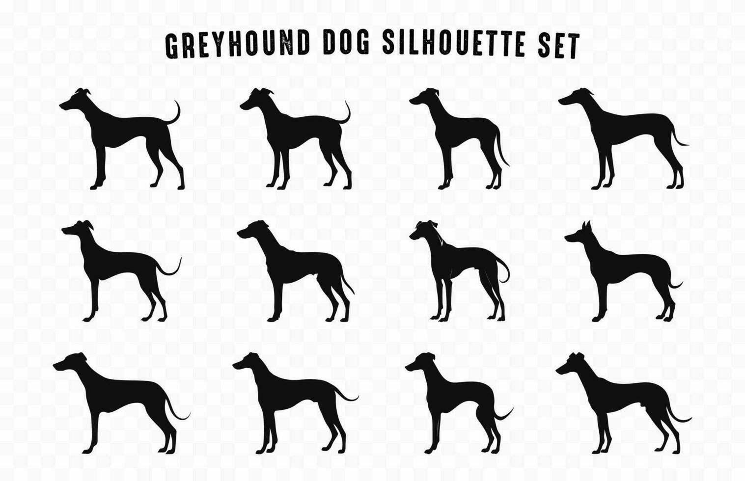 Windhund Hunde Silhouette Vektor Satz, schwarz Silhouetten von Hund Rasse Clip Art