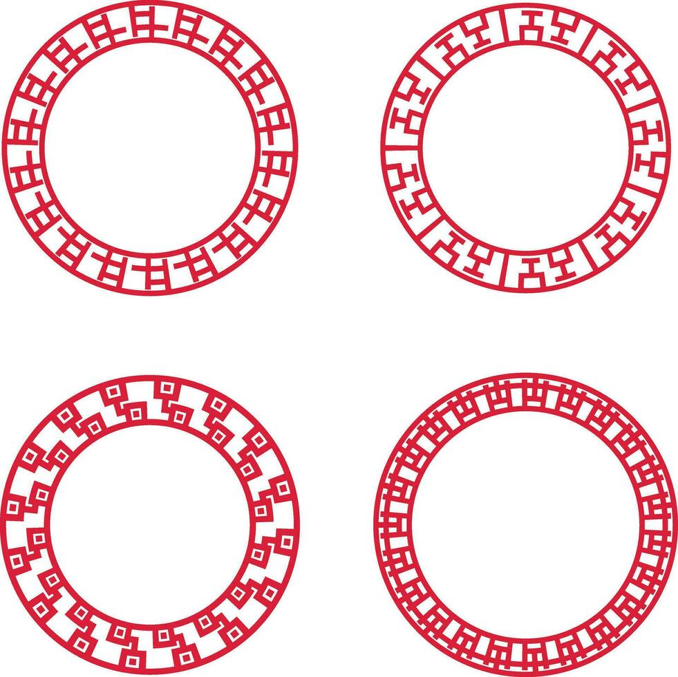 kinesisk cirkel ram ikoner uppsättning. asiatisk design stil. isolerat vektor. vektor