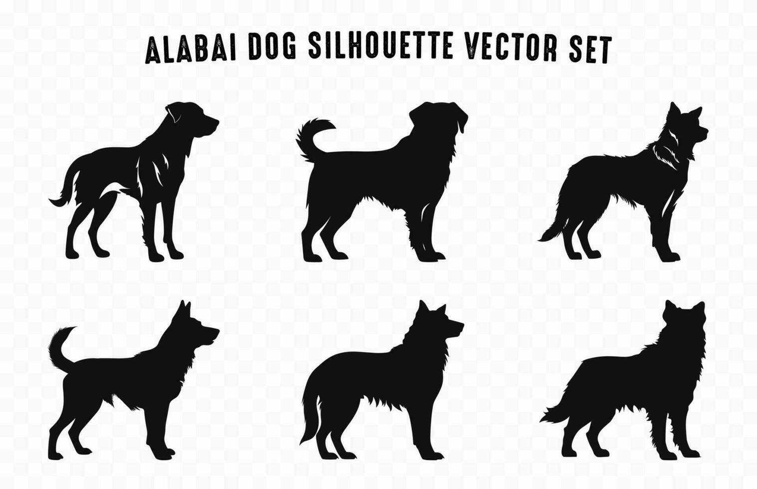 alabai Hund Silhouetten Vektor Satz, Hunde Rasse schwarz Silhouette bündeln