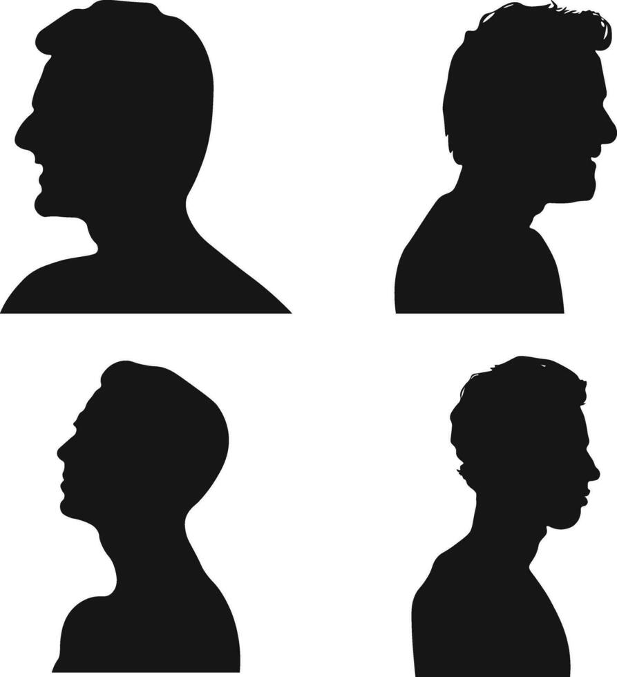 Sammlung von anders Mann Kopf Silhouette. Mann Seite Gesicht. isoliert auf Weiß Hintergrund vektor