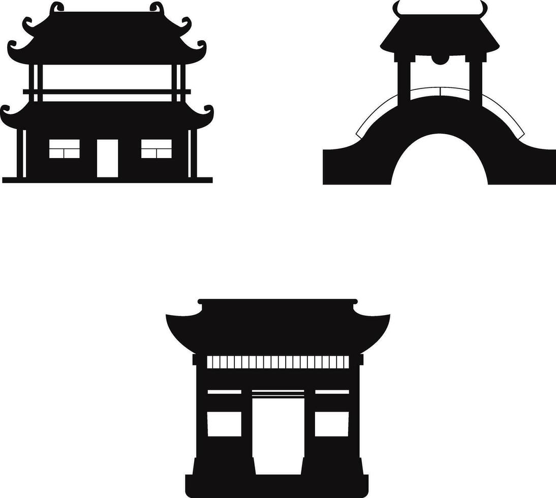 traditionell Chinesisch Gebäude. asiatisch Schlösser und Pagoden. isoliert Vektor Satz.