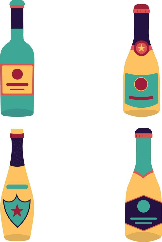 uppsättning av annorlunda olika flaskor. platt vektor illustration
