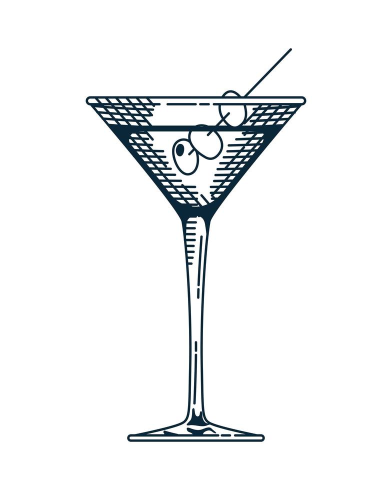 cocktailkopp drink dryck handritad stilikon vektor